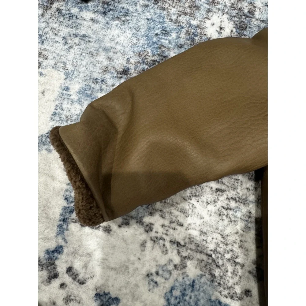 Vintage The Children's Place Brown Faux Leather Sherpa Jacket Baby Boy 24M Y2K